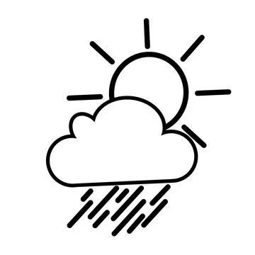 Sun rain cloud weather icon, with white background, suitable for weather forecas Stock Illustration