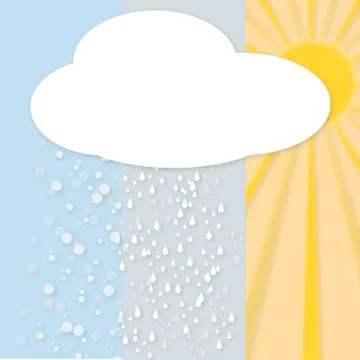 Sun Rain Snow Stringed Square Illustration with Colors grey blue yellow Stock Illustration