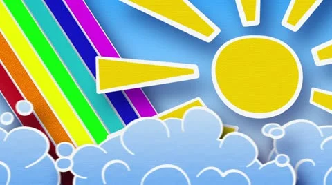 sun rainbow and clouds in sky loop anima... | Stock Video | Pond5