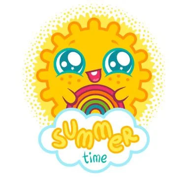Sun with rainbow Stock Illustration