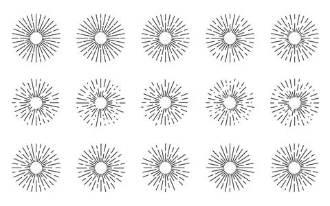 Sun ray light firework blast sunburst radial beam Stock Illustration