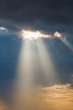 Sun ray light through down Stock Photos