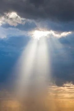 Sun ray light through down Stock Photos