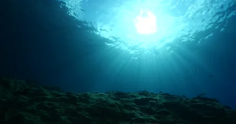 Sun ray sun beam underwater waves slow ocean scenery for backgrounds Stock Footage 167471984