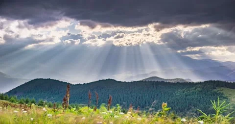 Sun rays after a thunderstorm Stock Footage 170776932