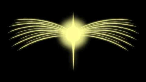 Sun with rays and glow on black background Stock Illustration