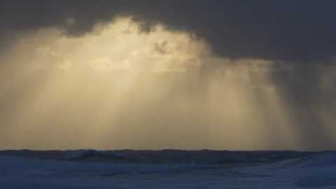 Sun rays and rough seas in 4k Stock Footage 292684557