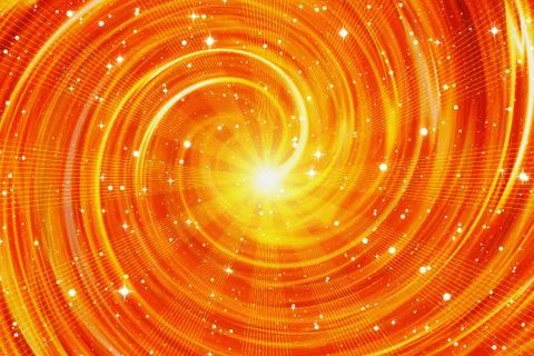 Sun rays and space stars on twirl fire backgrounds Stock Illustration