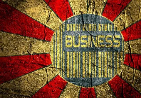 Sun rays backdrop with business word in accent circle Abstract sun burst v... Foto stock