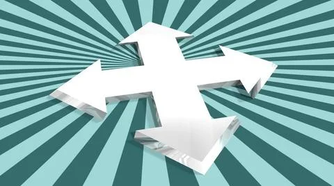 Sun rays backdrop with destination arrows icon Silver destination arrows c... Foto stock