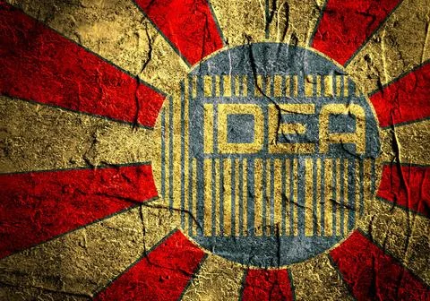 Sun rays backdrop with idea word in accent circle Abstract sun burst vinta... Foto stock
