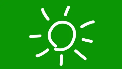 Sun with rays being smoothly drawn by pencil on green screen background. Stock Footage 334701254