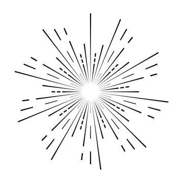 Sun rays black colored on a white background Stock Illustration