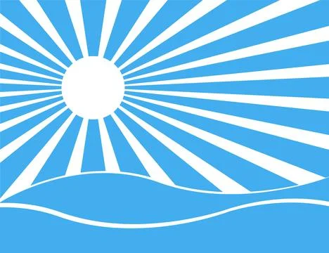 Sun rays with blue and white  over the sea Stock Illustration