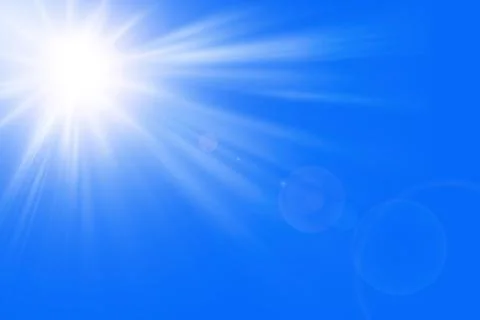 Sun rays in a blue sky   Paradise 스톡 일러스트