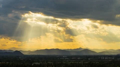 Sun rays on blue sky Stock Photos