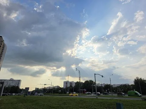 Sun Rays Breaking Through Dramatic Cloudscape 스톡 사진