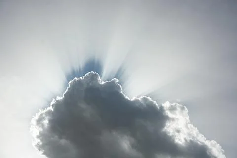 Sun Rays Breaking Through Dramatic Clouds Over Pamukkale Landscape Stockfoto's