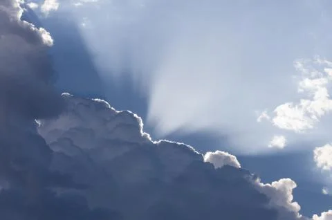 Sun rays burst through clouds. Willamette Valley, Oregon. Stock Photos