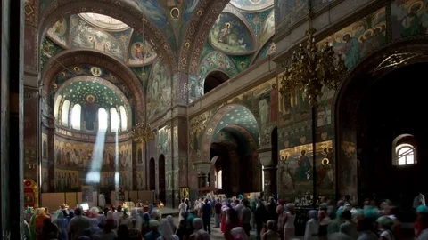 Sun rays in Christian orthodox Temple Church Stock-Footage 83754026