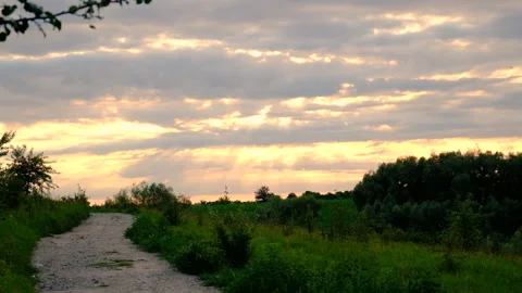 Sun rays from clouds in nature. Selective focus. Stock Footage 304217306