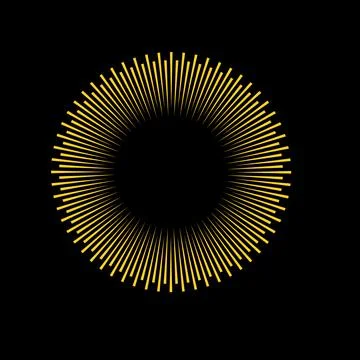 Sun rays geometric vector circle. Vectorillustration isolated on black backgr Illustrazione stock