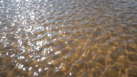 Sun rays glimmer on water surface. Little wave ripples on lake, river, surface Stock Footage 99156866