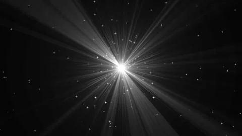 Sun rays with glowing star particles animation on a dark background. Vídeo Stock 336351432