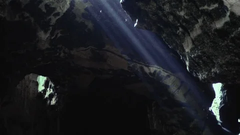 Sun rays in Gomantong cave Video stock 82177536
