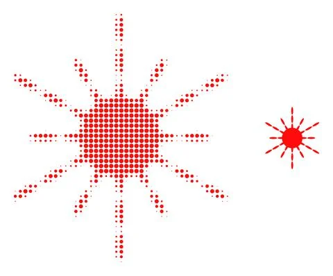Sun Rays Halftone Dotted Icon Stock Illustration