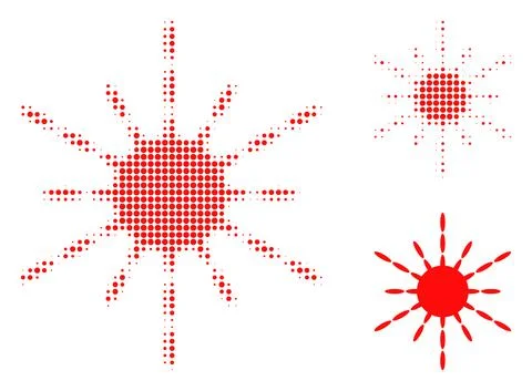 Sun Rays Halftone Dotted Icon Stock Illustration