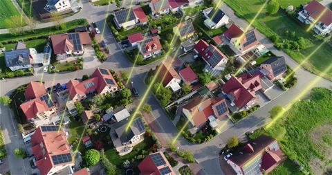 Sun rays hit the solar panel. Autonomous power generation. Visualization of Video stock 301539665