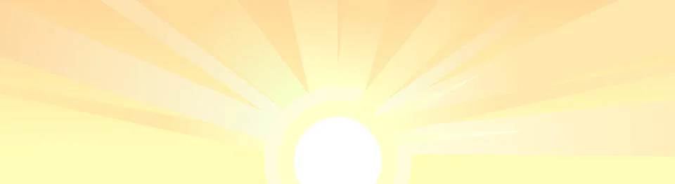 Sun with rays on the horizon. Sky background. Illustration in cartoon style f Stock Illustration