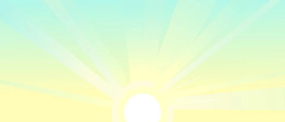 Sun with rays on the horizon. Sky background. Illustration in cartoon style f Stock Illustration