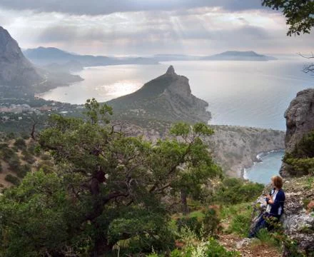 Sun rays idyll Stock Photos