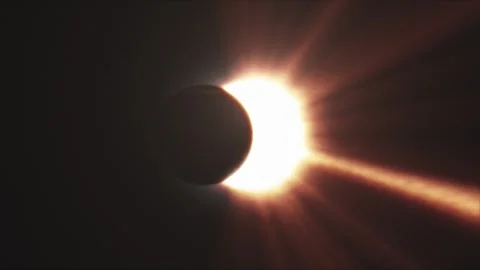 Sun rays of light, moon covering the sun during Total Solar Eclipse Stock Footage 247684590