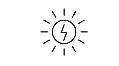 Sun rays with lightning bolt electricity vector icon Stock Illustration