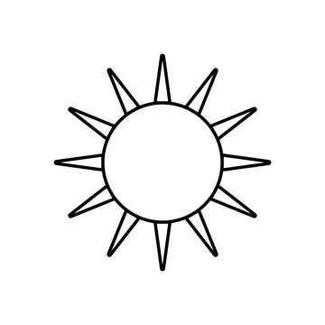 Sun Rays Line Style Icon Isolated Creative Illustration Stock Illustration