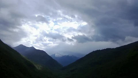 SUN RAYS ON A MOUNTAIN SIDE Stock Footage 196902538