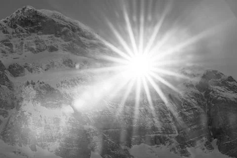 Sun rays in the mountains Stock Photos