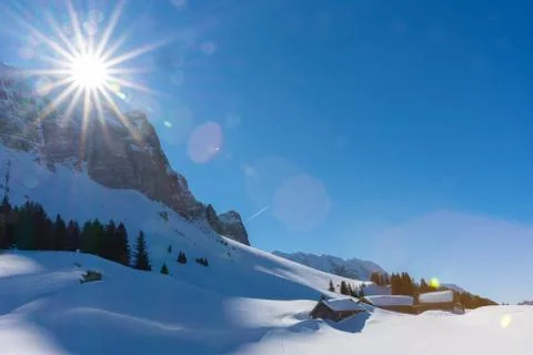 Sun rays in the mountains Stock-Fotos