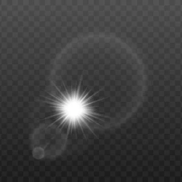 Sun rays or flush bulb light in round lens realistic vector illustration Illustrazione stock