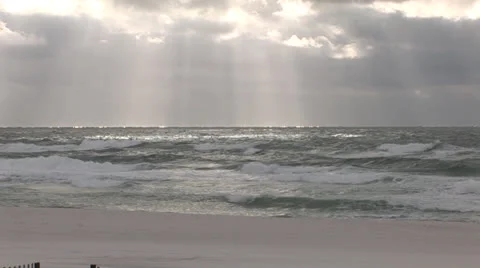 Sun Rays over Beach Stock Footage 22918079