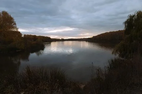 Sun rays over the water surface 스톡 사진