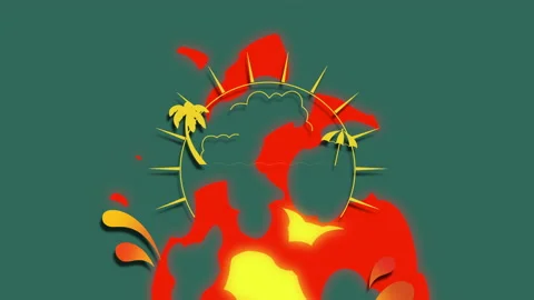 Sun rays, palm and hot fire Video stock 167443475