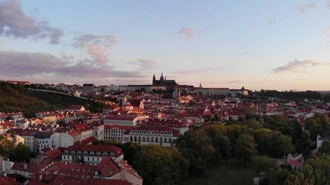 Sun rays on Prague Castle in the morning. Stock Footage 119779076