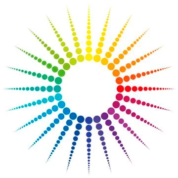 Sun Rays Rainbow Colored Dots Stockillustratie