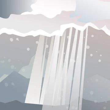 Sun rays at rainy day in valley landscape.Vector illustration. Stock Illustration