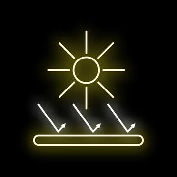 Sun rays reflecting off surface neon icon Ilustração Stock