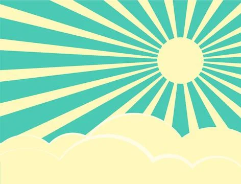 Sun rays with retro color behind the clouds Stock Photos
